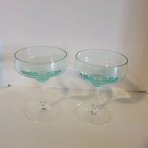 Vintage Sasaki Harmony Aqua 2er Set Champagner/hohe Sherbet Gläser - Bild 1 von 3