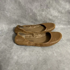 Lucky Brand Emmie Scrunch Ballet Flats 8.5 M Whiskey Brown Leather Slip On Shoes - Picture 1 of 6