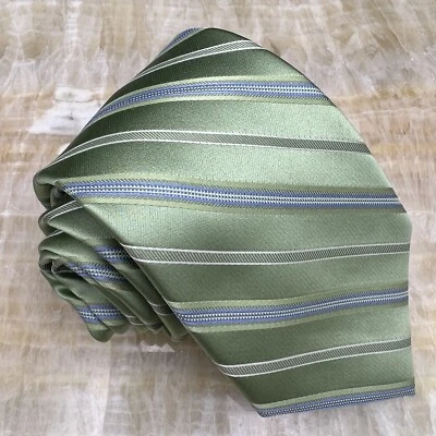 Corbata de seda vintage Joseph Abboud verde a rayas multicolores hecha a mano Foto 1 de 4