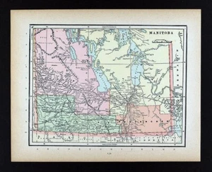 1894 Cram Map Canada Manitoba Winnipeg Marquente Selkirk Lisgar Provence Canada - Picture 1 of 4
