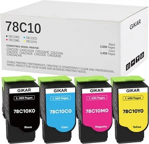 CS421 4-pack color toner cartridges compatible with Lexmark. Cartridges Sealed  - Picture 1 of 14