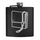 6oz (170ml) 'Leather Wallet With Chain' Pocket Hip Flask (HP00029828)