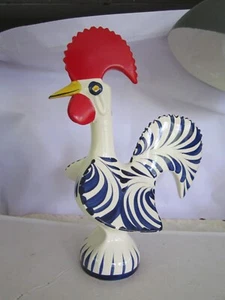 Portugiesischer Vintage Hahn Figur Keramik blau und weiß. Glückssymbol #23 - Bild 1 von 6