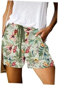  Womens Casual Drawstring Shorts Summer Elastic Waist Shorts X-Large 0-0green - Picture 1 of 6