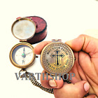 Nautical Brass Authentic Vintage Style Brass Pocket Compass With Leather Case