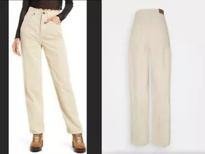 BDG Super High Waist Corduroy Modern Boyfriend beige Jeans 100%COTTON Sz W27 L32 - Picture 1 of 12