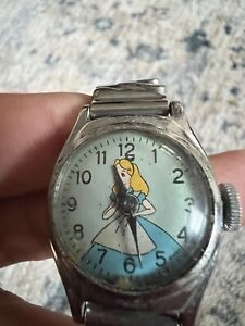 1950's U.S. Time Alice In Wonderland Wristwatch RARE