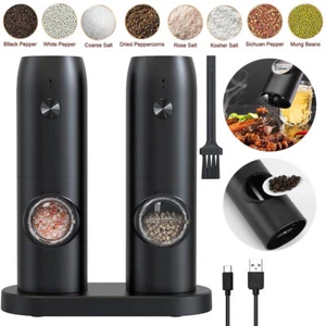 Professional Electric Salt and Pepper Mill Grinder Set Adjustable Coarseness UK - Picture 1 of 12
