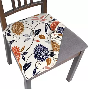 Seat Covers for Dining Room Chairs Stretch Printed Chair Seat Covers Set of 6, R - Picture 1 of 12