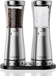 Electric Black Salt & Pepper Grinder Mill With LED USB Rechargeable Adjustable - Picture 1 of 49