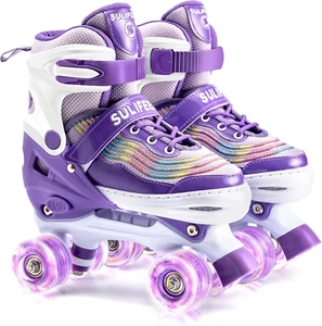 Roller Skates for Girls with Light up Wheels and Colorful Ripple 4 Sizes Adjusta - Picture 1 of 8