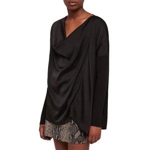 Neu mit Etikett All Saints Damengröße Small Erma wandelbarer langärmliger Pullover mit Wasserfallausschnitt - Bild 1 von 8