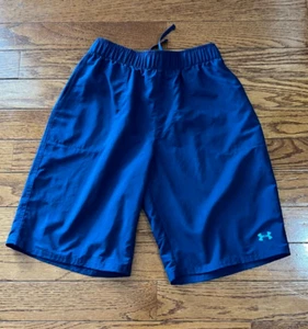 Boys Shorts Youth Large LG Under Armour 14-16 Athletic Loose Navy Blue Teal YLG - Picture 1 of 6
