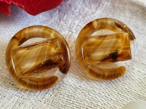Duo boutons anciens en verre marron vintage diamètre: 1,7 cm D9J - Picture 1 of 4