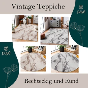 Teppich Wohnzimmer Kurzflor Abstrakt Design Vintage Marmor Optik Wohnteppich - Bild 1 von 15