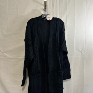 Cardigan lungo donna Caracilia aperto davanti maglia cavo maxi cardigan nero XXL - Foto 1 di 11