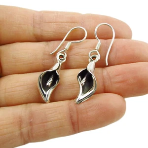 Calla Lily Flower Earrings 925 Sterling Silver Ladie Floral Dangling Drops - Picture 1 of 5