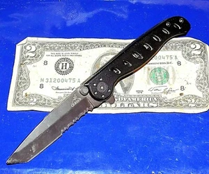 Nice Liner Locking GERBER Knife w/Combo Tanto Blade & Matte Black Aluminum Frame - Picture 1 of 5