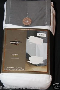 Falda de cama Fieldcrest de lujo King gris blanca 15" caída nueva #08 - Imagen 1 de 5