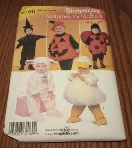 Simplicity 2788 Pumpkin Duck Lamb Ladybug Pattern Toddler Size 1/2 - 4 Uncut - Picture 1 of 2
