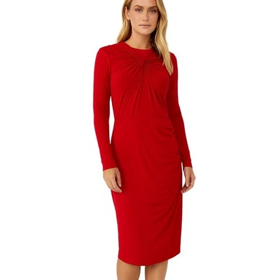 Vestido midi manga larga delantero torcido rojo Jason Wu Collection Foto 1 de 4