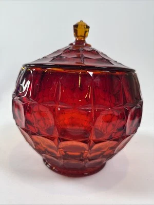 Vintage MCM Ruby Red Glows Candy  Cookie Jar Glows Blk Light - Image 1 of 4