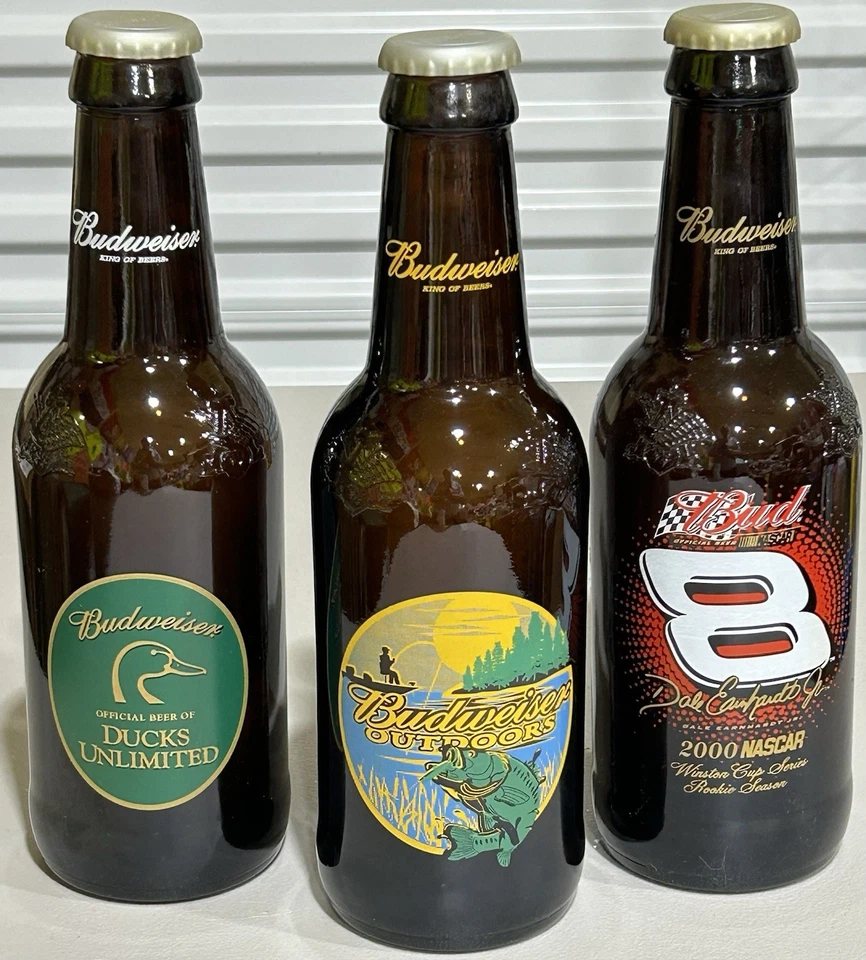 Botella Budweiser de vidrio de colección 14” 2000 Dale Earnhardt Jr. NASCAR Ducks coleccionable Foto 1 de 1