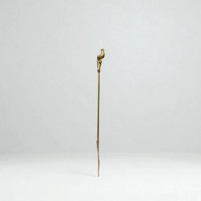 Extra Long-Handle Brass Shoe Horn, Peacock Shaped Handle - Image 1 of 4