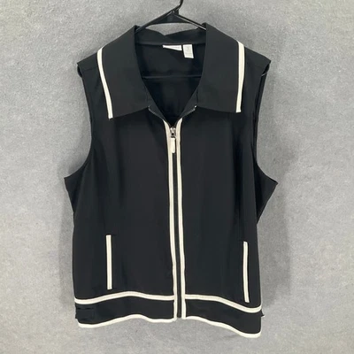 Chaleco Zenergy by Chico's Negro Blanco Sin Mangas Cremallera Completa Capa Talla XL Exterior Foto 1 de 4