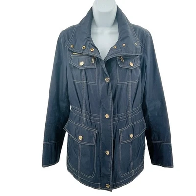 Chaqueta impermeable clásica ajustable con cremallera azul marino MICHAEL Michaels Kors S Foto 1 de 4