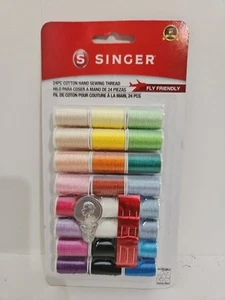 Singer, 24pc Kit, Cotton Sewing Threads, 10yd Per Spool, 3 Needles, 1 Threader - Picture 1 of 2