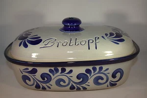 Brottopf 30 cm grau-blau Oval , Steinzeug Westerwald - Foto 1 di 2