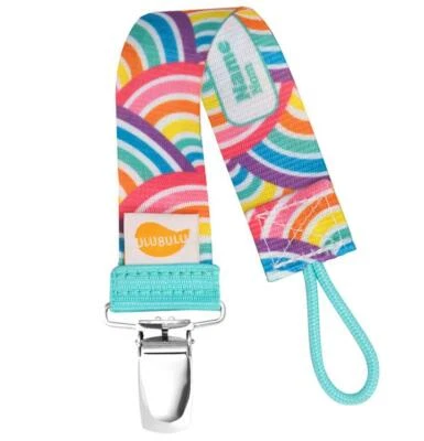 Rainbow Sun Swirls Pacifier Clip - Ulubulu Binky Clip works with all pacifiers - Image 1 of 2