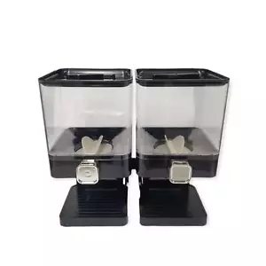 2 x 3.7L Double Cereal Dispenser Black - Square Rice Beans Countertop Storage - Picture 1 of 2