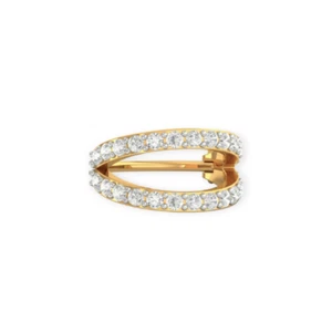 Triple C Diamond's 18K Solid Gold Double Row Diamond Nose Ring For Her - Picture 1 of 5