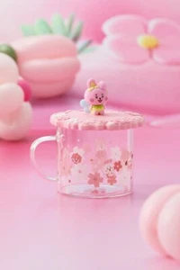 BT21 BTS LINE FRIENDS Official Baby Glass Cup & Cover (SPRING FAIRY) COOKY NEW - Picture 1 of 4
