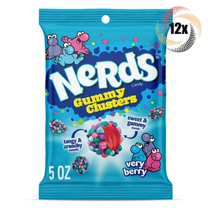 12x Bags Nerds Very Berry Gummy Clusters Tangy & Crunchy Gummy Candy | 5oz - Picture 1 of 1