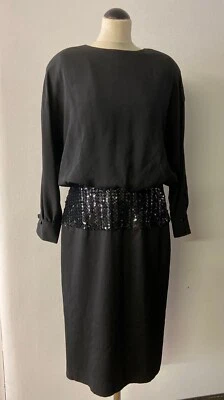 Vestido vintage para mujer y mujer | Vestido de cena clásico | Lana negra con lentejuelas años 80 Foto 1 de 4