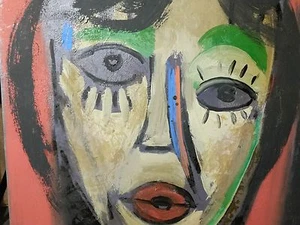 ABSTRAKTES PORTRAIT GEMÄLDE ACRYL MYSTERY KÜNSTLER GRIMM TV NACHLASS VERKAUF - Bild 1 von 1