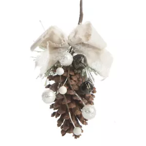 Set of 4 Large Natural Decorated 9" Pinecone Christmas Ornaments - Picture 1 of 4
