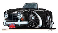 Triumph TR4 Black Cartoon car T-shirt tr4a tr250 available in sizes S-3XL - Image 1 of 2