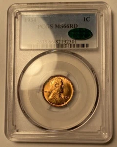 1934 Lincoln Wheat Cent PCGS MS66RD CAC - Picture 1 of 6