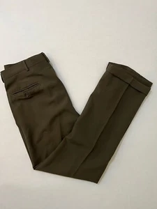 Pantalones de vestir Haggar Black Label para hombre 32x32 apagados verde oliva plisados con puños - Imagen 1 de 11