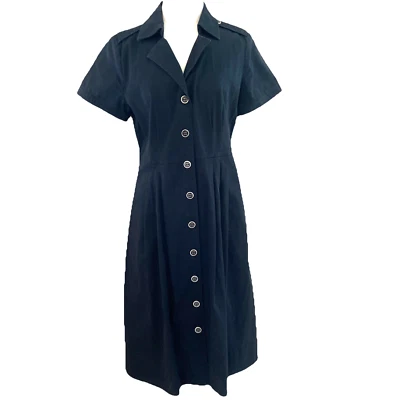 Charter Club Midi Shirt Dress Size 6 Black Button Down Stretch Classic Modest - Image 1 of 4