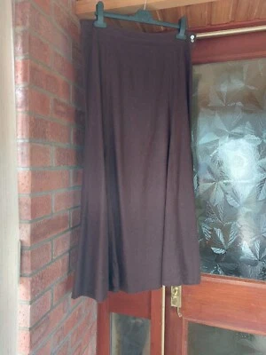 size 10 top quality expensive brown 'linen mix' skirt with side zip & 2 buttons  - Image 1 of 4