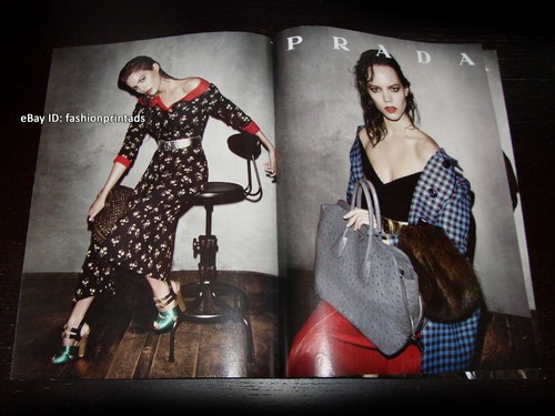 PRADA 4 pagine STAMPA ANNUNCIO autunno 2013 CAMERON RUSSELL Freja Beha CHRISTY TURLINGTON
