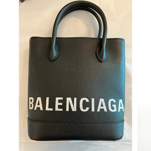 Borsa a mano logo Balenciaga Ville Tote Borsa in pelle XXS Nera Spalla Nuova