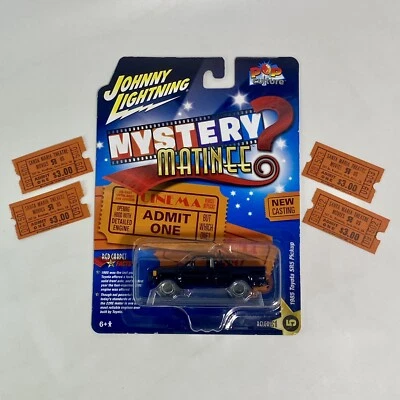 Johnny Lightning 1985 Toyota SR5 Pickup 1:64 Pop Culture BTTF Black w/ Tickets - Image 1 of 4