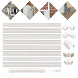 PVC Professional Grade Ductless Mini Split AC Line Set Cover Kit 3" W 15Ft L - Picture 1 of 18