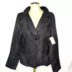 NWT Coldwater Creek Shaped Leaf Jacquard Jacket Blazer 10 - Picture 1 of 12